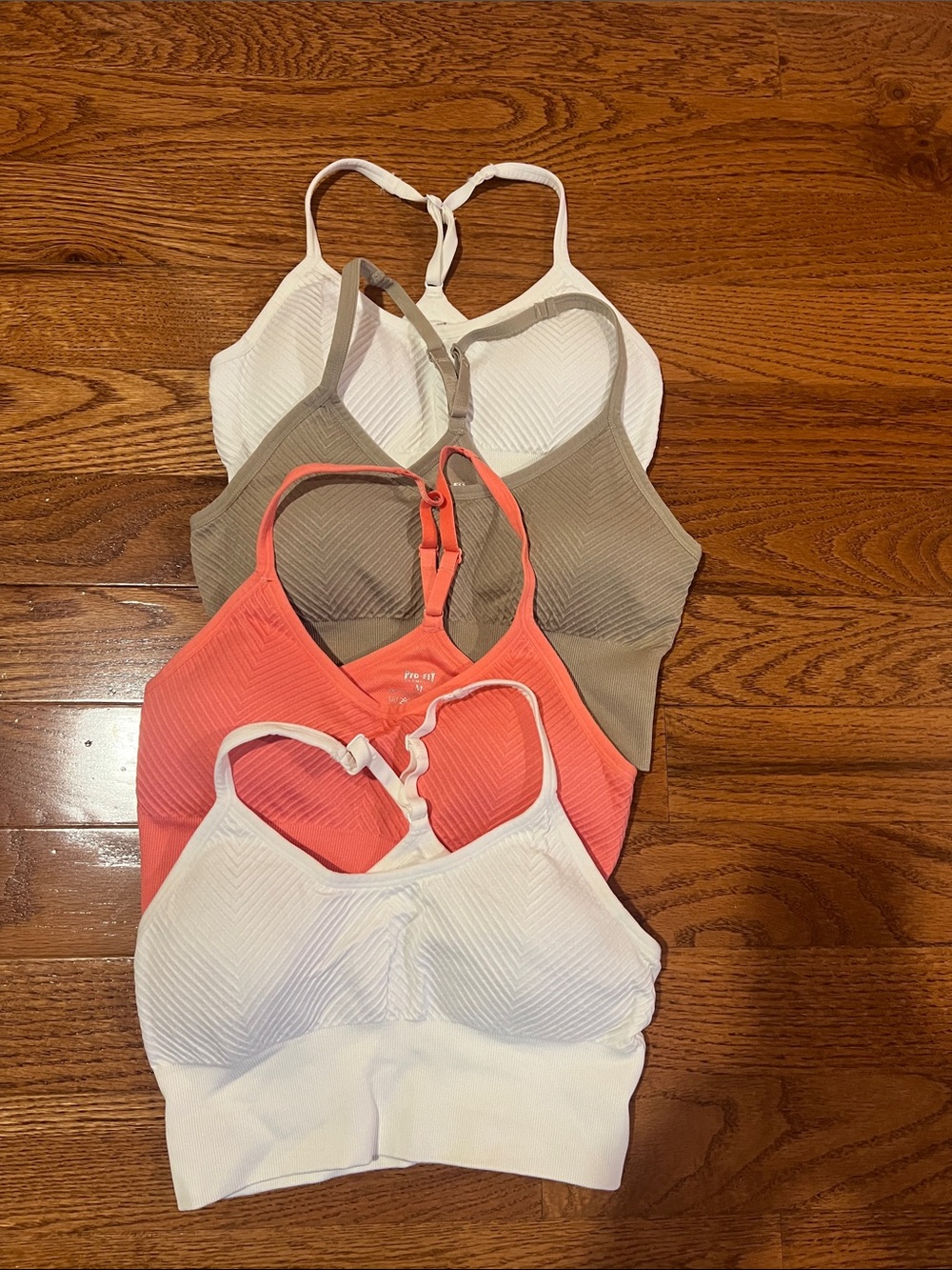 Everyday Seamless Racerback Bralette - White, Coral, Taupe (4 Pack)